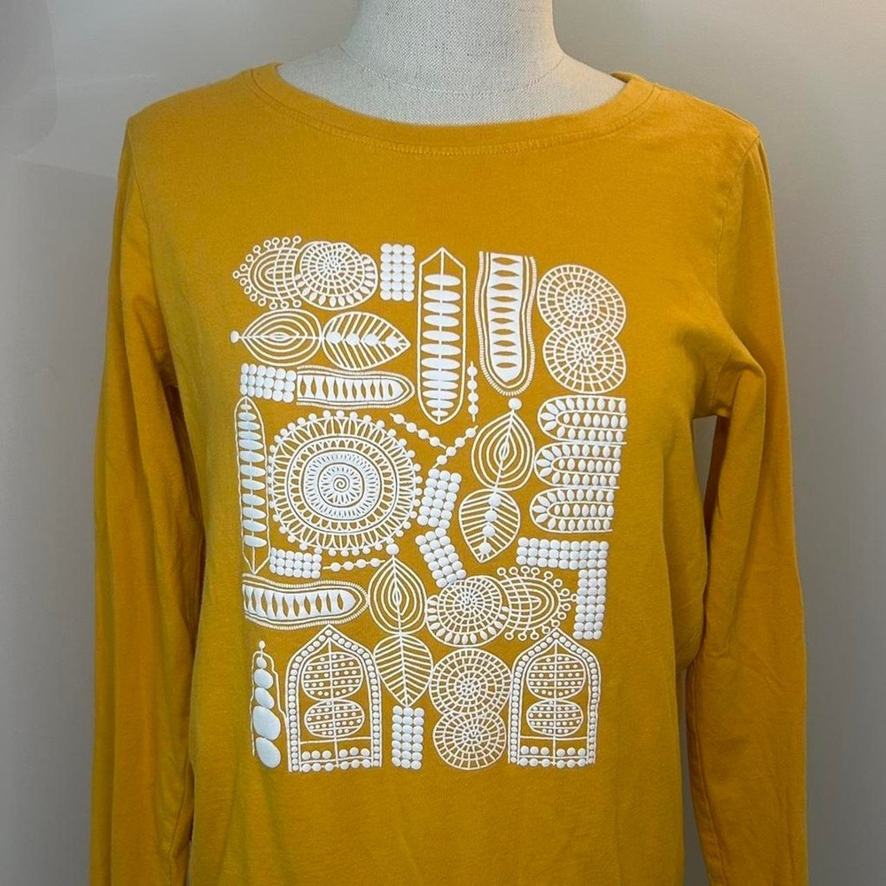 Max Studio yellow long sleeve top geometric womens S